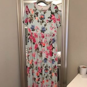 Pinkblush Mint Floral Maxi Dress